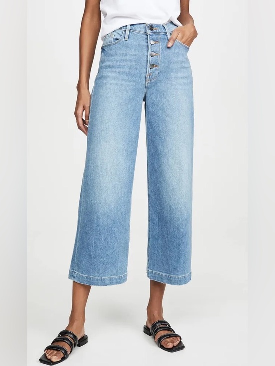 Frame Denim Denim - FRAME Le Ali Wide Crop Jeans Women 29 Button Fly Wide Leg Cropped Denim